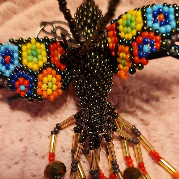 Colorful Beaded Hummingbird Keychain - Picture 6 of 6